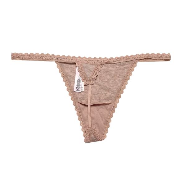 Victoria's Secret The Lacie Sparkle Glitter Lace-Trim V-String Pretty Blush XL - Picture 2 of 3